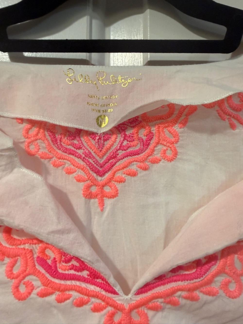Lilly Pulitzer White Tunic with Hot Pink Embroidery and Tassels - Picture 5 of 6